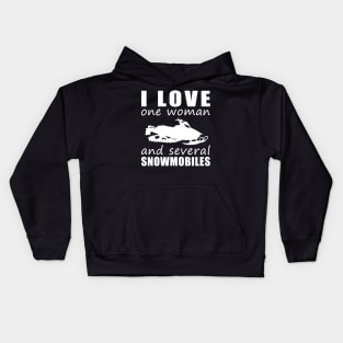 Winter Wonderland Love - Funny 'I Love One Woman and Several Snowmobiles' Tee! Kids Hoodie